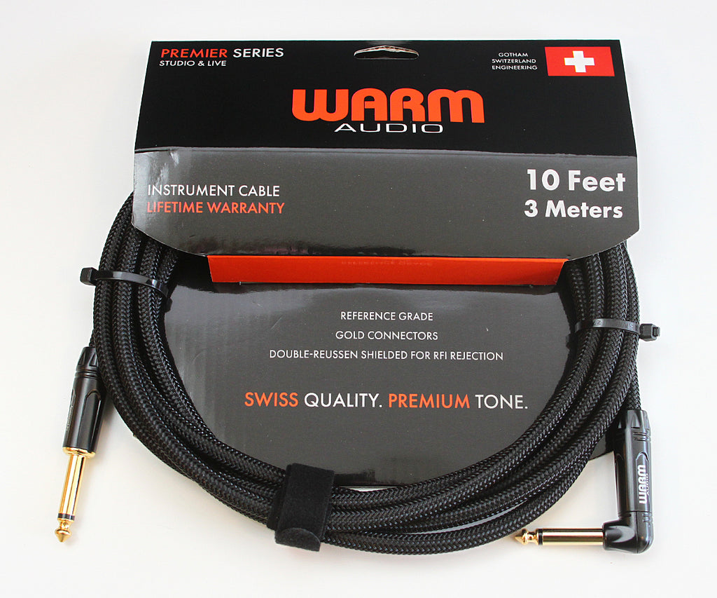 Warm Audio Premier Series 10' Right Angle Instrument Cable PREM-TS-1RT-10