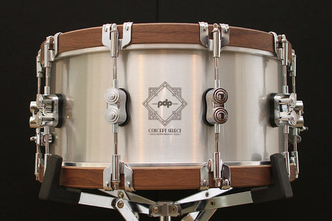 PDP Concept Select 6.5" x 14" Aluminum Snare with Walnut Hoops